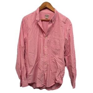 J Crew Men's Pink Checkered Shirt Gingham Size XL Preppy Office Teacher Academia